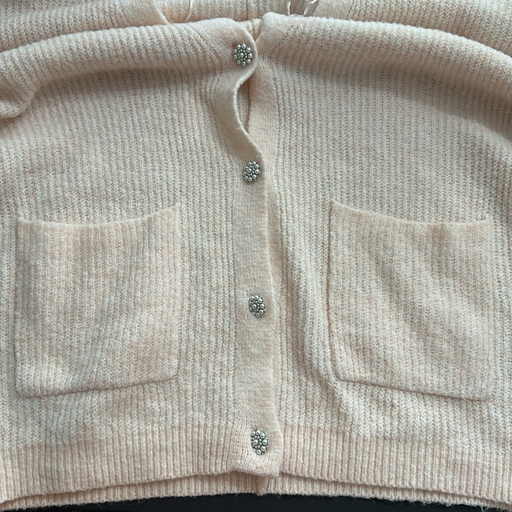 Studio 19 pink Sweater pastel cardigan size Medium - Picture 7 of 7